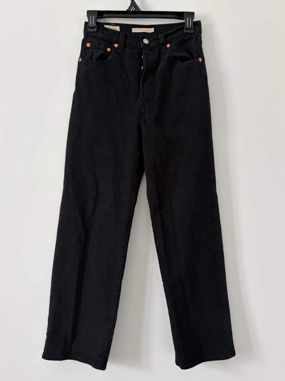 Levi’s Premium Denim Black Ribcage Straight Ankle Jeans 25